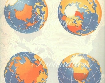 Vintage 4 WORLD GLOBES World Map 1940s