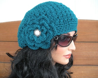 Womens Hat Crochet Hat Winter Fashion Accessories Women Beanie Slouchy Hat Winter Hat in Teal - Choose color