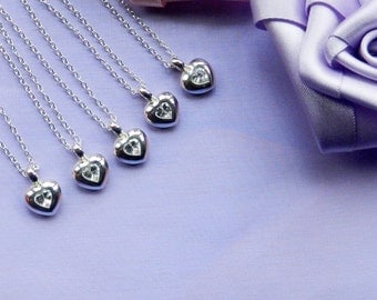 Bridesmaids Necklace Sets of Sterling Silver Hearts