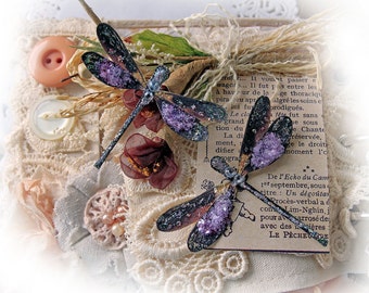 Reneabouquets Tranquil Dragonfly Set Scrapbook Embellishment, Tag, Card, Mini Album, Wedding, Dragonflies