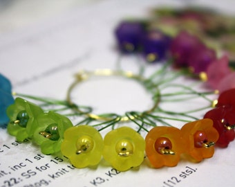 16 Knitting stitch markers summer flowers