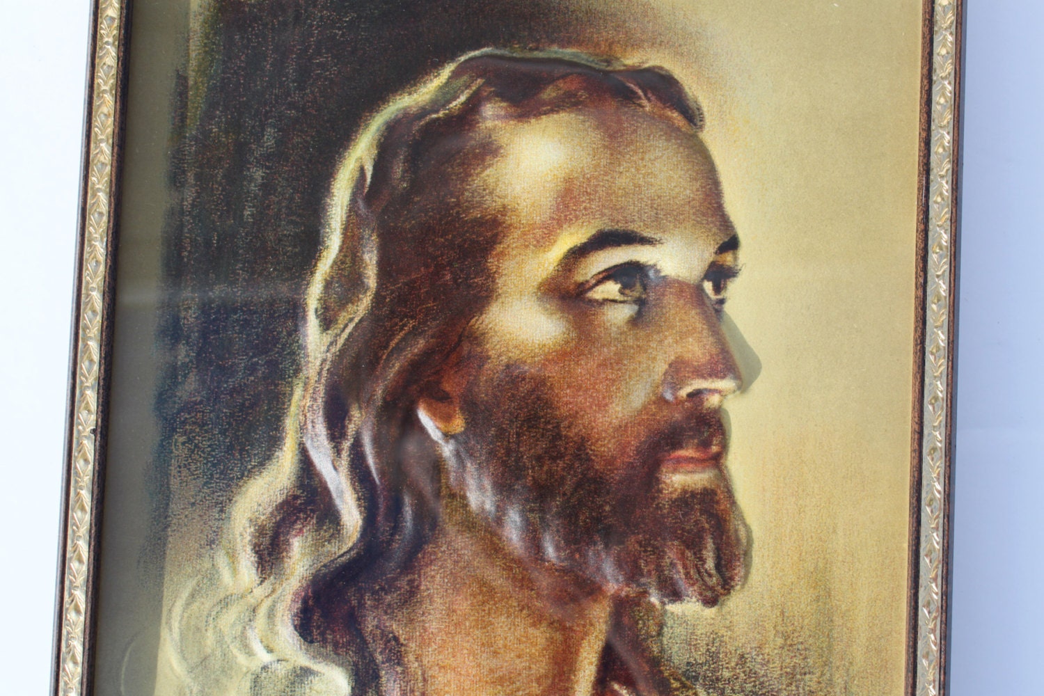 Jesus Head of Christ Picture Litho Warner Sallman 1935 3D