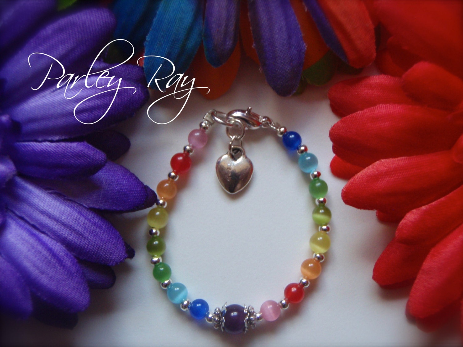 Parley Ray Custom Baby Girls Rainbow Bracelet Cat Eye Beads