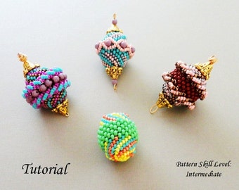 FOUR BEADED BEADS beading tutorial beadweaving pattern seed bead beadwork jewelry beadweaving tutorials beading pattern instructions