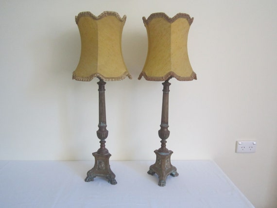 VINTAGE 1950s lamp light shades pair set of 2 silk by Arcq