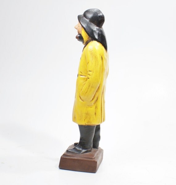 Vintage Figurine Fisherman in a Yellow Raincoat Heavy