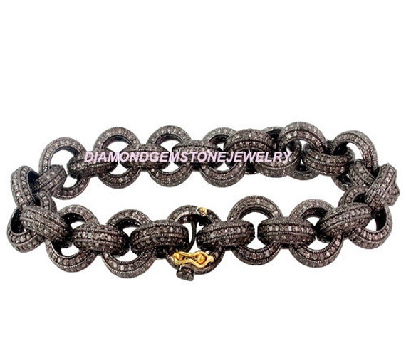 5.75ct  Victorian Rose Cut Diamond bracelet banlge kadaSilver Wedding Anniversary Party Wear