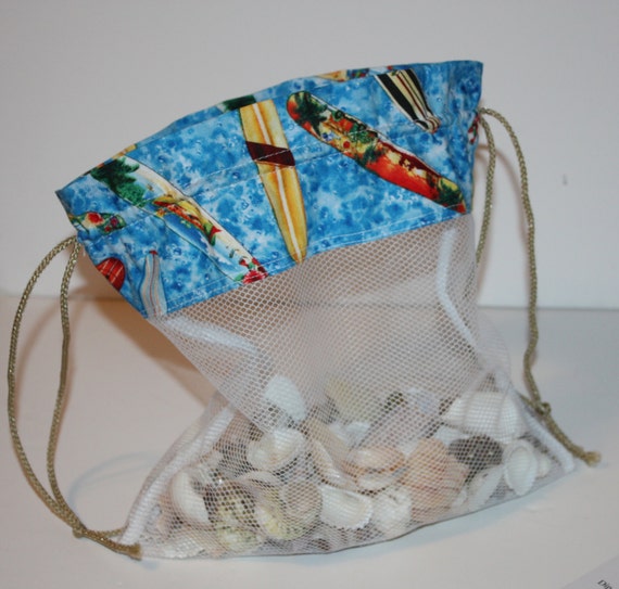 SeaShell Bag, Surfboards Fabric Mesh Beach bag, Shelling Bag, Shell ...