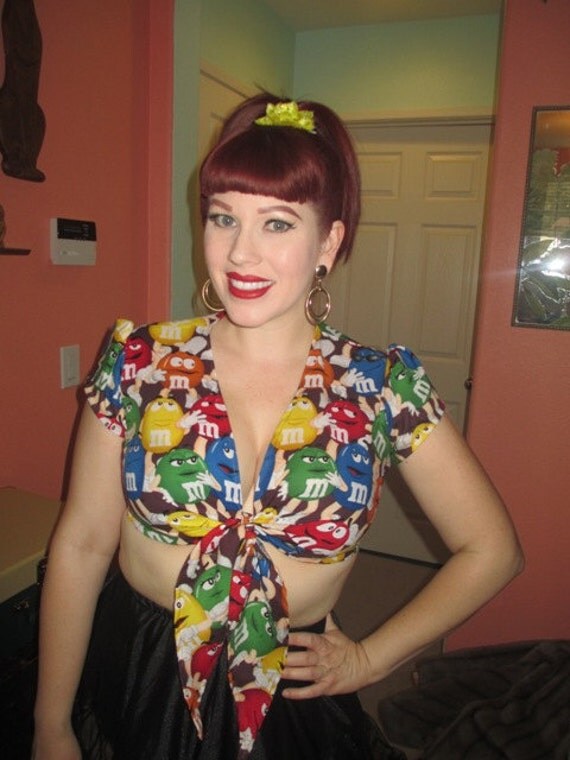 M & M's Crop Top Retro Rockabilly Pinup Summertime Fun and Flirty 1950s