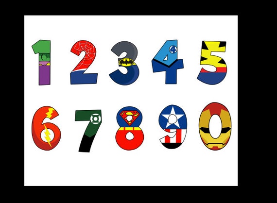 items similar to superhero bulletin board numbers 0 9 digital download