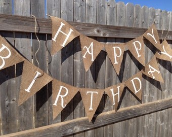 White Letter Original Size Happy Birthday Banner / Bunting