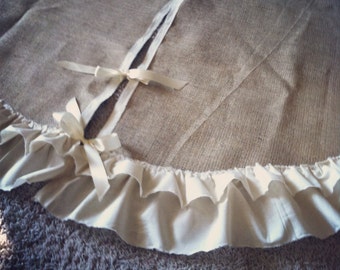 48" Burlap Double Ruffle Tree Skirt