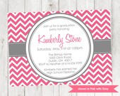 Graduation Party Invitation - Printable Graduation Themed Chevron Invite - Colors and Text Customizable Il_170x135