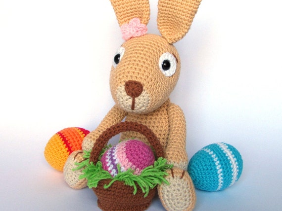 Easter Bunny with Easter Eggs Crochet Pattern / Amigurumi