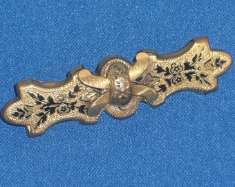 Bar Pin - Victorian - Black Enameling - Antique