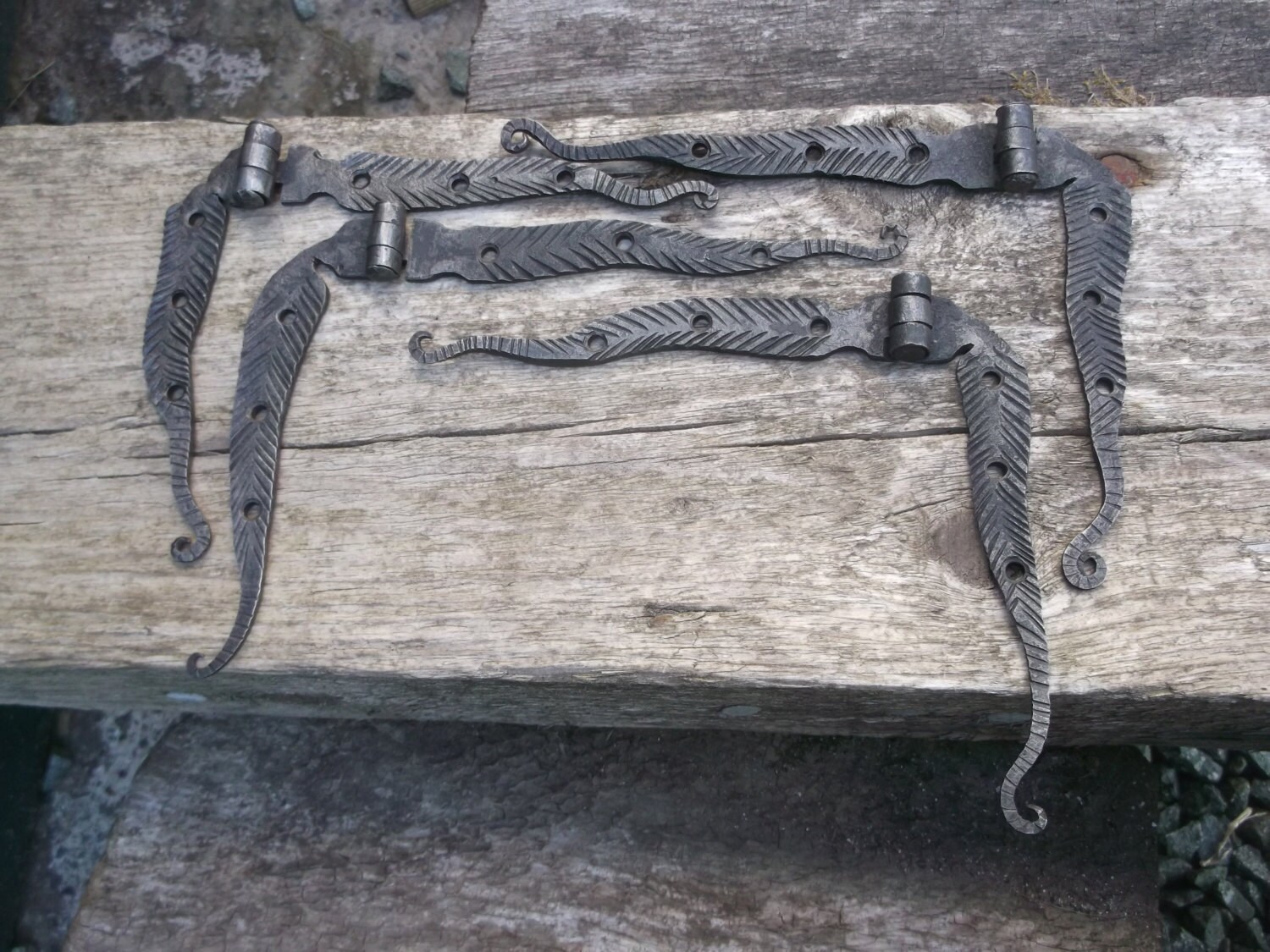 Hand fern furniture hinges Blacksmith made.