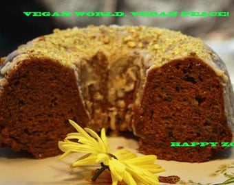 Vegan Cardamom Cinnamon Apple Bundt cake and lemon pistachio glaze,Vegan,Healthy,Wedding