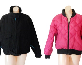 Women Bomber Jacket Down Jacket 80s Ski Jacket Black Winter Jacket Puffy Coat Puff Coat Women Winter Jacket Puff Jacket Puffy Jacket Pink