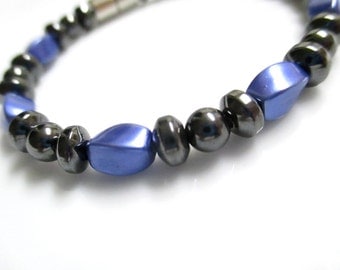 Magnetic Bracelet, Magnetic Therapy Bracelet, Magnetic Hematite Purple Bracelet