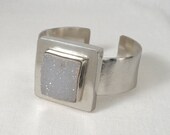sterling silver cuff bracelet, druzy agate stone