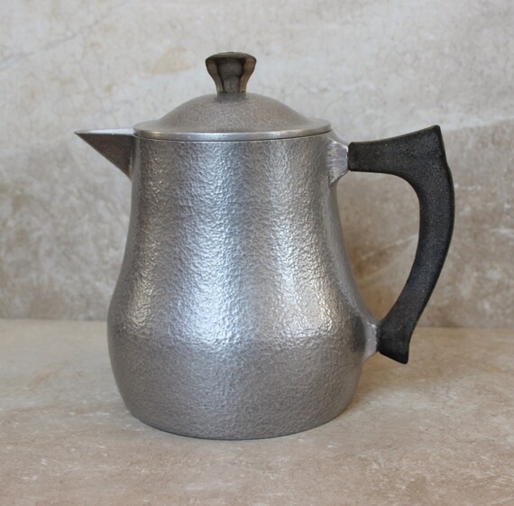Heavy Hammered Aluminum Pitcher with Lid by BellaVitaVintage