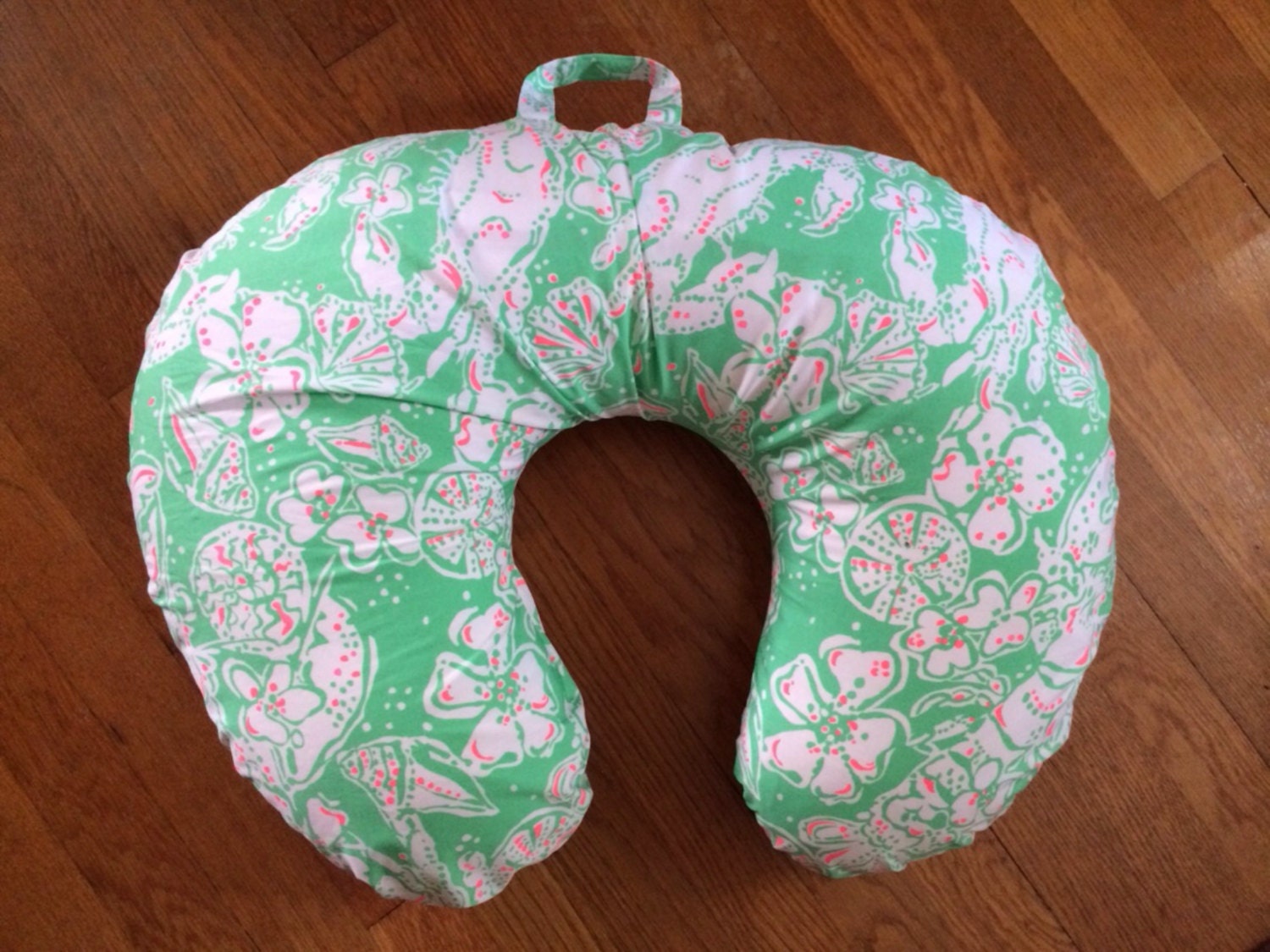 Boppy nursing pillow cover made with Lilly Pulitzer fabric