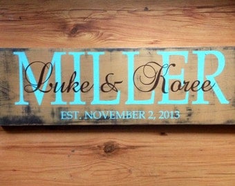 Personalized Family name sign. Family established sign. wedding established sign