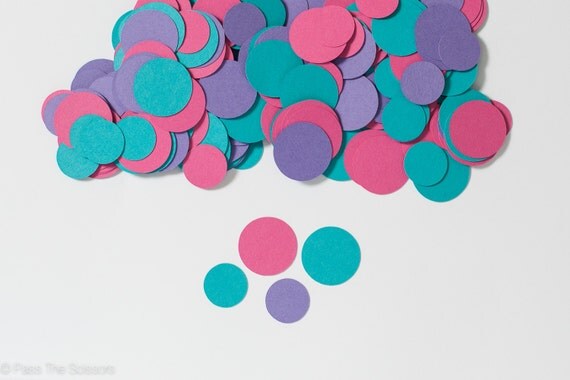 Birthday Party Decor, Confetti, Girls Birthday Party, Purple Pink Turquoise, Circle Confetti Il_570xn