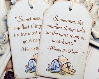 Classic Winnie the Pooh Quote Tags- Set of 6 - Pooh Favor Tags-Pooh Baby Shower-Vintage Pooh Tags-Pooh Birthday-Classic Pooh Party
