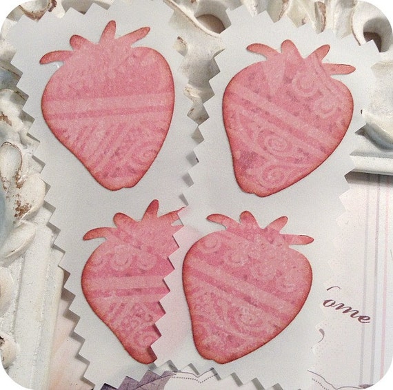 Pink Strawberry Stickers 25 Strawberry Labels-Envelope