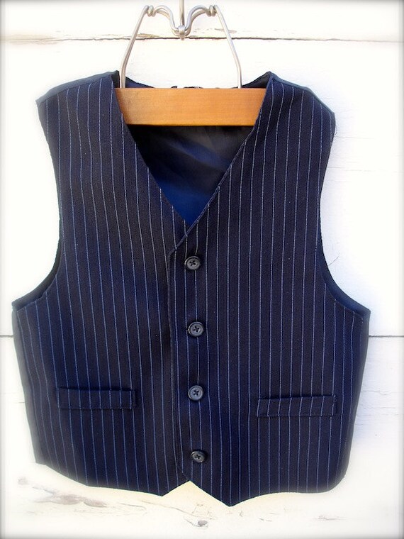 Vintage pinstripe blue vest little boys blue vest for little