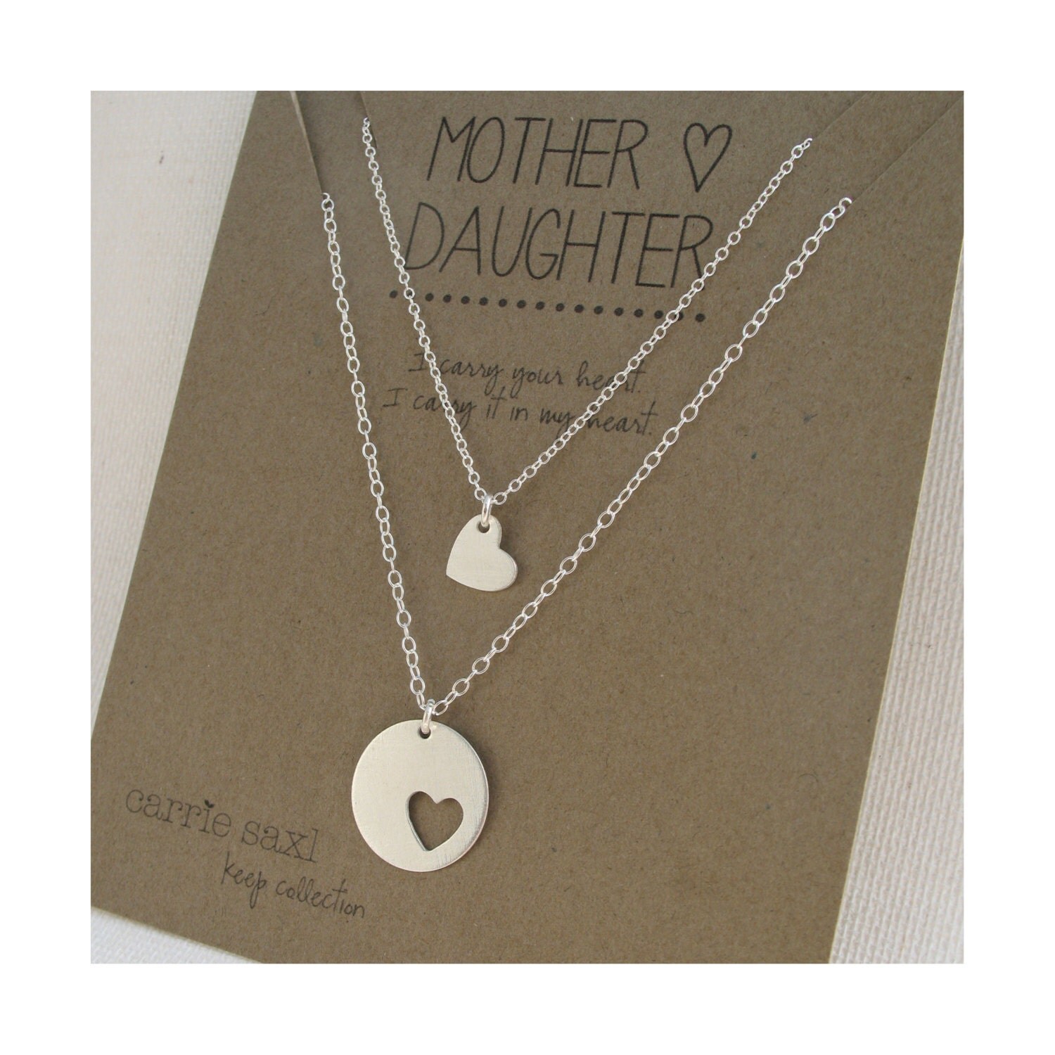 Mother Daughter Necklace Set hearts necklace by carriesaxl