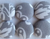 GRAY GREY floral nursery magnet, kitchen button magnet, office fabric covered button magnet -- set of 6 Il_170x135
