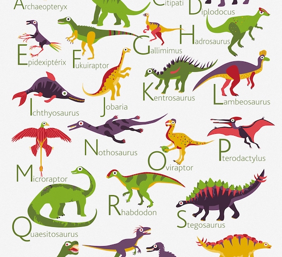 Dinosaurs Alphabet Poster From A To Z BIG POSTER 13x19 Inches