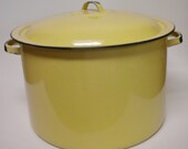 Stock Pot, Vintage Yellow Enamelware Pots and Pans, Soup Pot