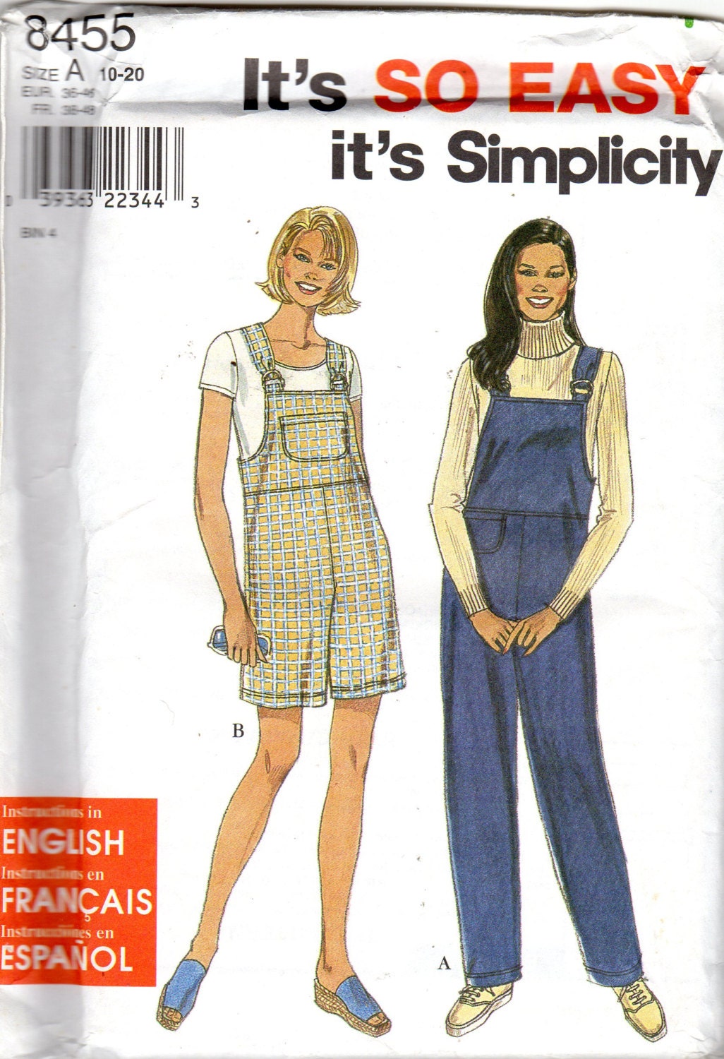 Easy Women's Overalls Pattern Size 10 12 14 16 18