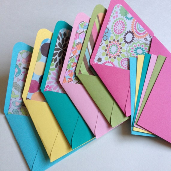 Items similar to Set of 6 // Handmade Envelopes w/ Matching Blank ...