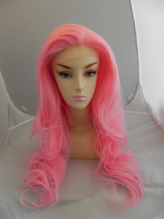 Lace Front Wig Cotton Candy Pink Long Wavy Natural Wig by ExandOh