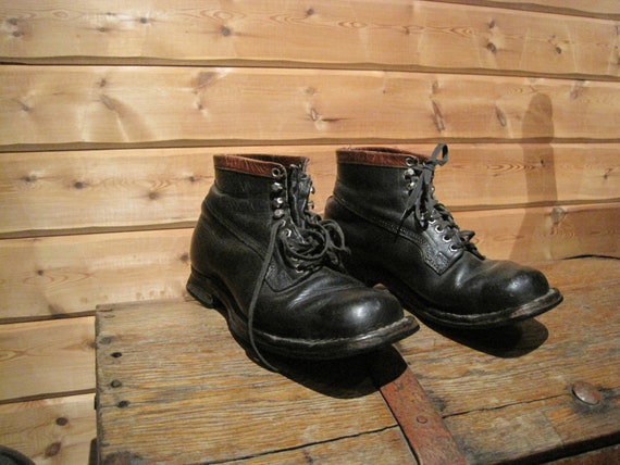 Vintage shoes working shoes man military combat by woolpleasure
