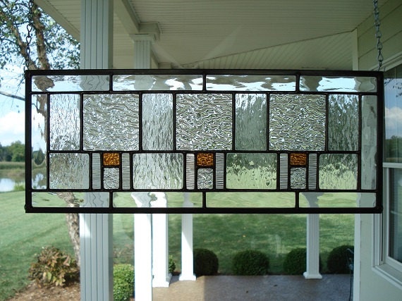 Stained Glass Window Panel Transom Arts and Crafts Style