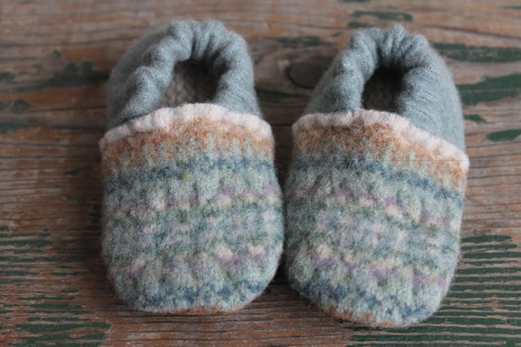 old Felted 12 Recycled baby Baby  month slippers Slipper 18 Shoe/ Wool for month 12