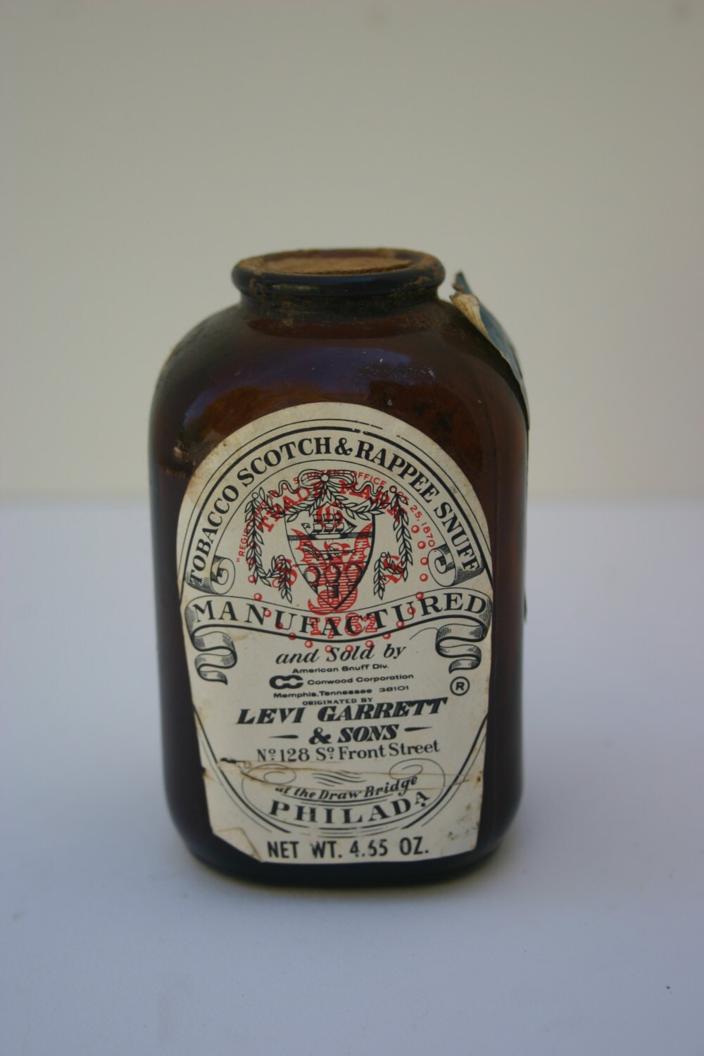 Levi Garrett Snuff bottle Advertising Bottle Vintage Snuff