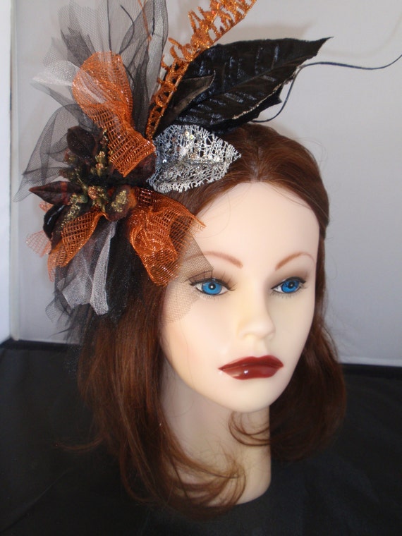 Halloween Fascinator Fall/ Thanksgiving by TheBlueEyedDog on Etsy