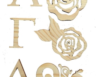 Alpha Gamma Delta wood cut outs for Sorority Crafts and , :Letters, Rose and Squirrel Laser Cut Shapes