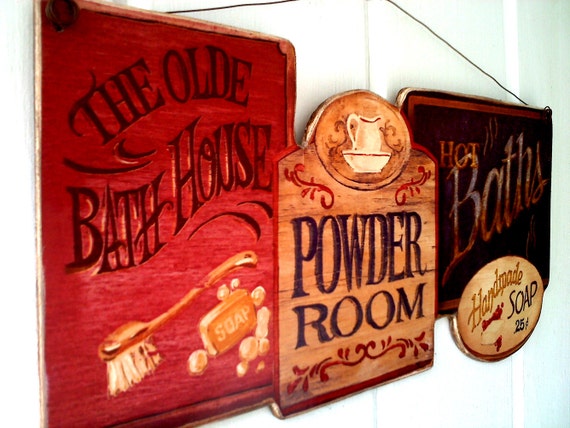 Olde Bath House Powder  Room  Hot Baths Country  Bath