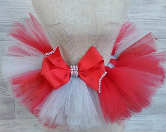Team Tutu - Bling Bow - Ohio Tutu Set - Scarlet and Gray - Newborn Tutu - Toddler Tutu - Baby Tutu - Birthday Tutu - Ohio Tutu