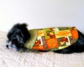 Little Dog's Coat with Notched Collar OOAK (One of a Kind) Ready to Ship, Size S - Gold, Cream & Grey Flannel Shih Tzu Yorkie