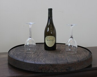 Wine Barrel Lazy Susan American Oak Barrel Head Top, Reclaimed Barrel, Furniture, Wine Barrel Home Decor, Wine Decor, Woodworking