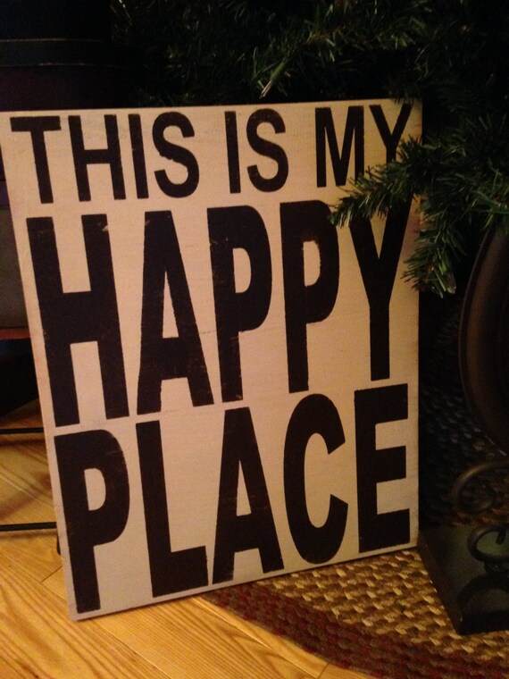 Items similar to This Is My Happy Place Wood Stenciled Sign on Etsy