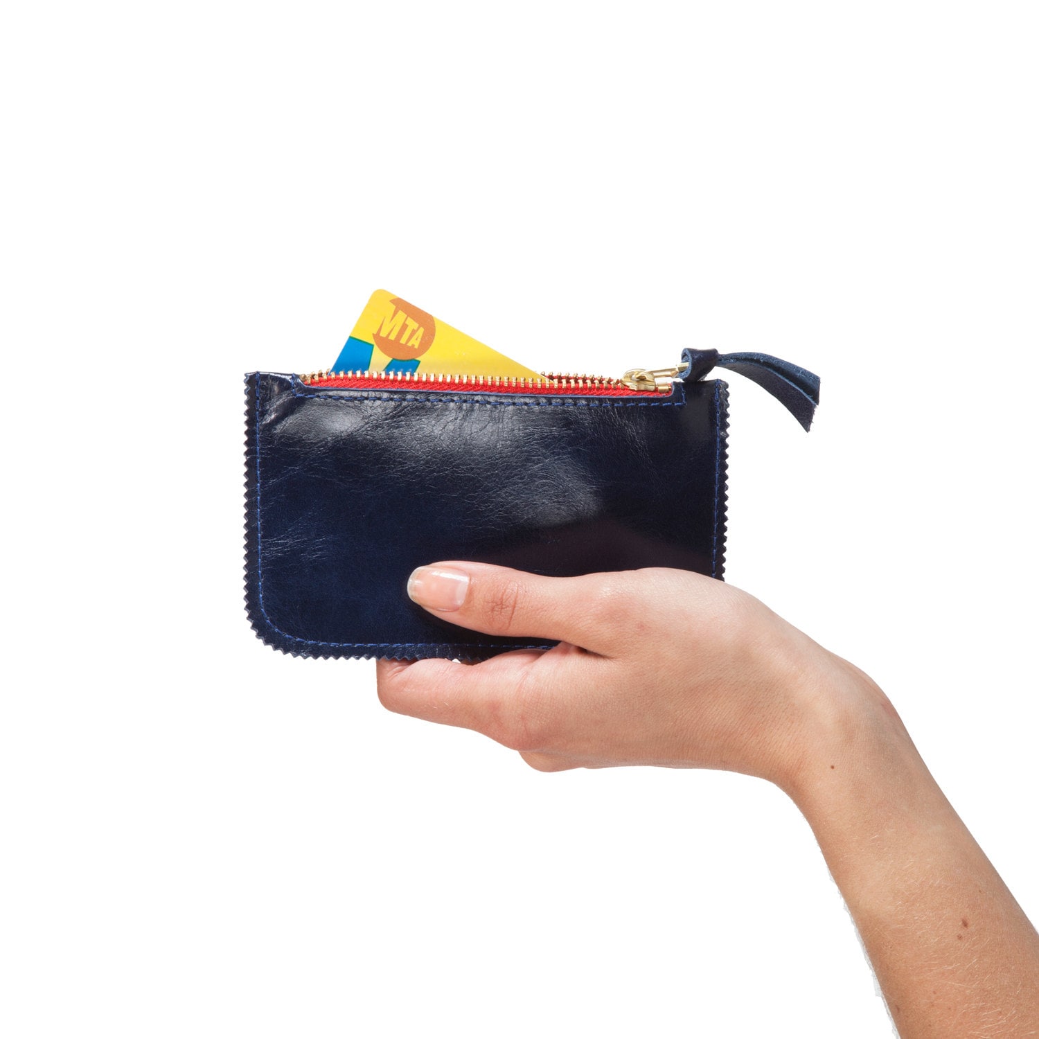 Navy leather wallet fashion wallet zipper wallet leather